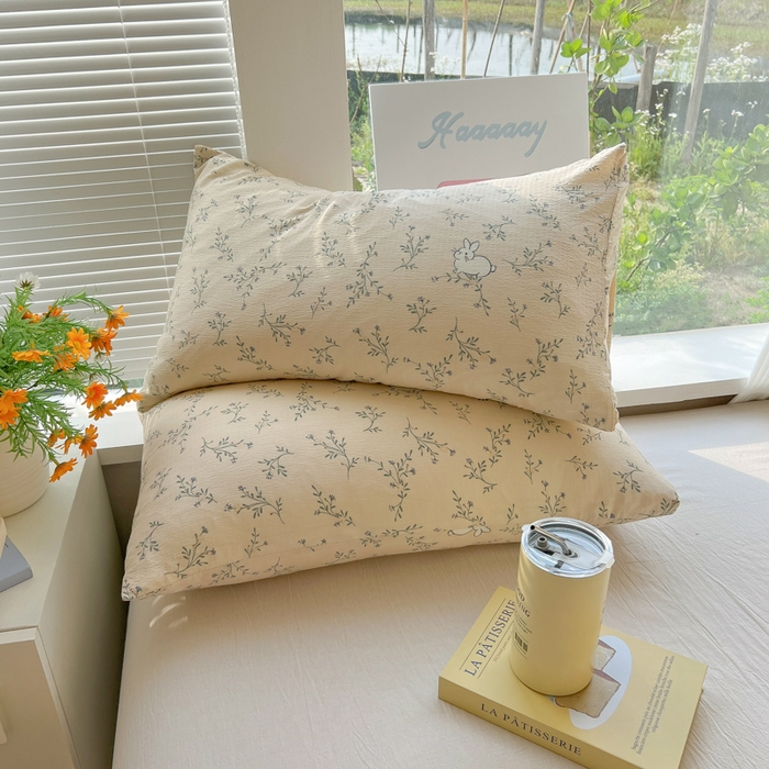 91家纺网 家纺一手货源 找家纺 韩巢家纺 2025新款云感提花双层纱枕套头套枕芯套 森田野园