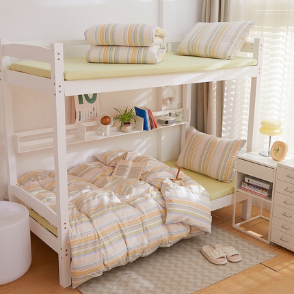 DoDo 兜兜 2025新款全棉纯棉小清新卡通条格学生宿舍三四件套【可定做尺寸】 可盐可甜