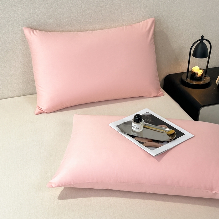 91家纺网 家纺一手货源 找家纺 暖季家纺 2025新款全棉13376单枕套系列 40-纯色香叶粉