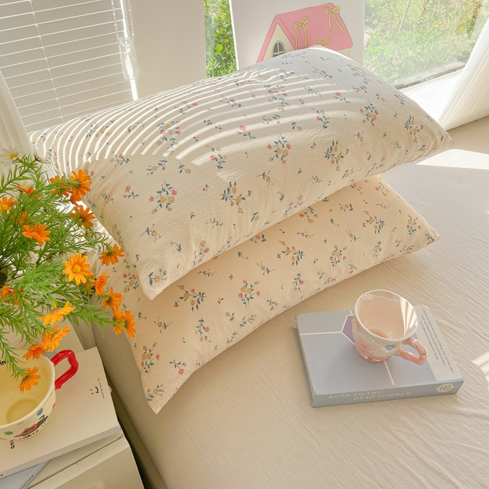 91家纺网 家纺一手货源 找家纺 韩巢家纺 2025新款云感提花双层纱枕套头套枕芯套 春风十里