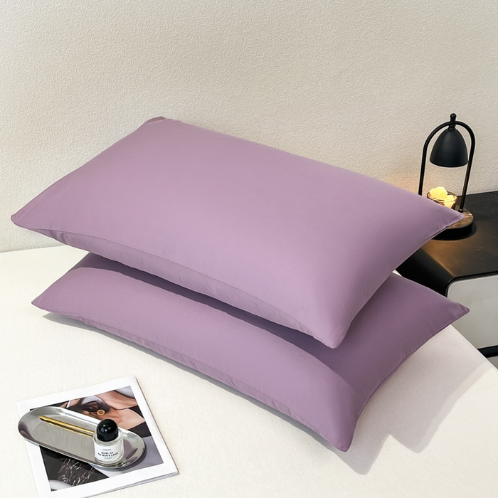 91家纺网 家纺一手货源 找家纺 暖季家纺 2025新款全棉13376单枕套系列 40-纯色罗兰紫