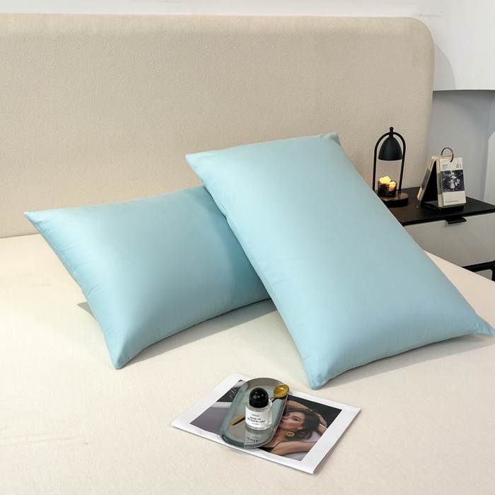 91家纺网 家纺一手货源 找家纺 暖季家纺 2025新款全棉13376单枕套系列 40-纯色天空蓝