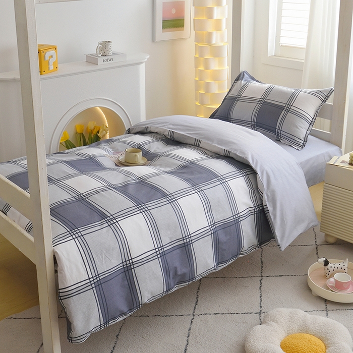 91家纺网 家纺一手货源 找家纺 天之爱 2025年新款13372全棉三件套学生上下铺6件套多件套 灰色轨迹