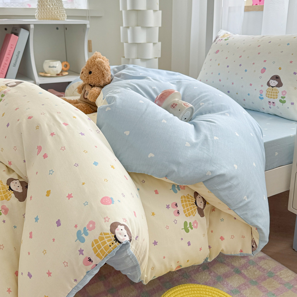 91家纺网 家纺一手货源 找家纺 慕尚家纺 2025新款13070全棉学生季全棉学生床三件套 小糖豆