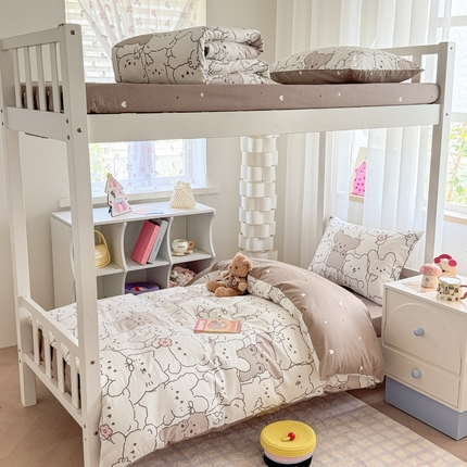 慕尚家纺 2025新款13070全棉学生季全棉学生床三件套 甜茶萌兔