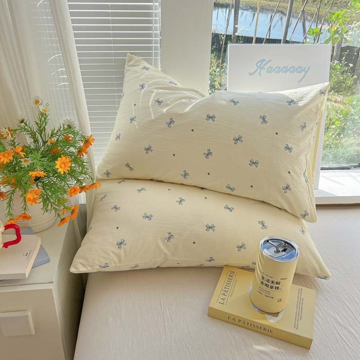 91家纺网 家纺一手货源 找家纺 韩巢家纺 2025新款云感提花双层纱枕套头套枕芯套 蓝相思