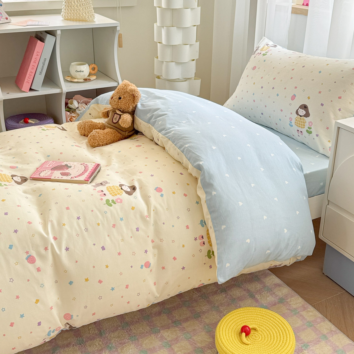 91家纺网 家纺一手货源 找家纺 慕尚家纺 2025新款13070全棉学生季全棉学生床三件套 小糖豆