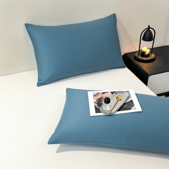 91家纺网 家纺一手货源 找家纺 暖季家纺 2025新款全棉13376单枕套系列 40-纯色宾利蓝