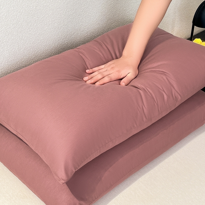 91家纺网 家纺一手货源 找家纺 暖季家纺 2025新款全棉13376单枕套系列 40-纯色豆沙