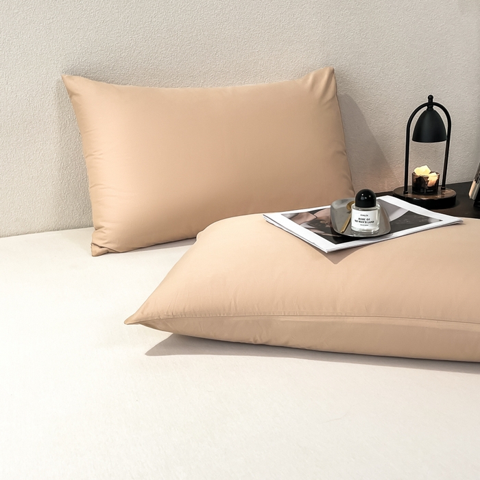 91家纺网 家纺一手货源 找家纺 暖季家纺 2025新款全棉13376单枕套系列 40-纯色奶茶