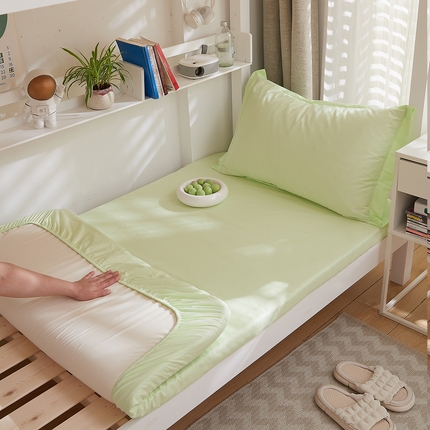 DoDo 兜兜 2025新款全棉纯棉小清新卡通条格学生宿舍系列单品床笠 湖水绿