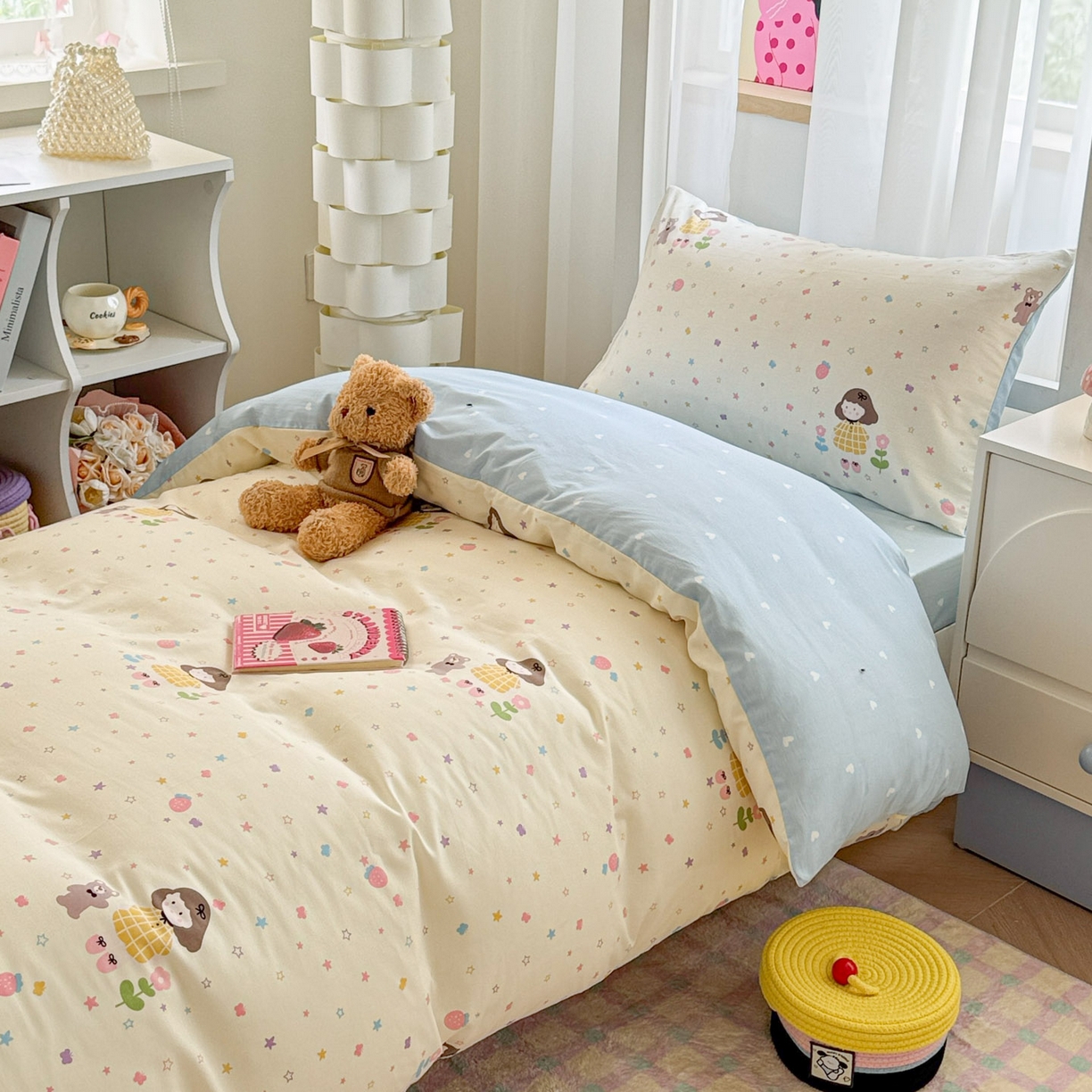 91家纺网 家纺一手货源 找家纺 慕尚家纺 2025新款13070全棉学生季全棉学生床三件套 小糖豆