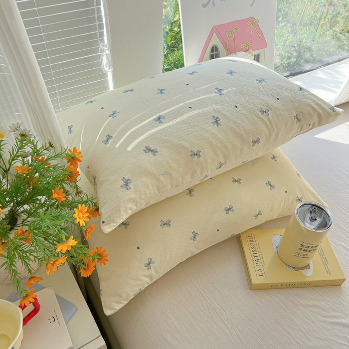 91家纺网 家纺一手货源 找家纺 韩巢家纺 2025新款云感提花双层纱枕套头套枕芯套 蓝相思