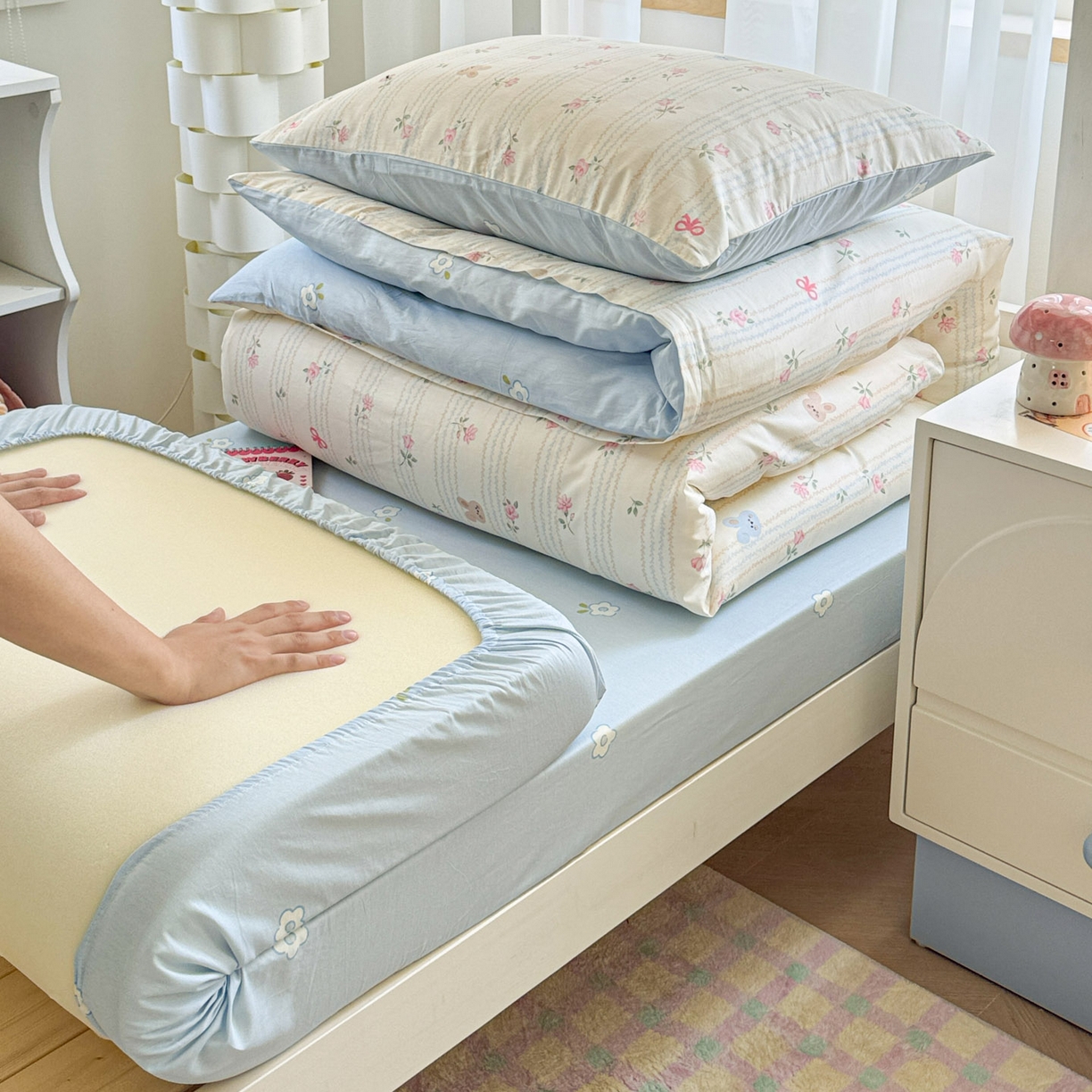 91家纺网 家纺一手货源 找家纺 慕尚家纺 2025新款13070全棉学生季全棉学生床三件套 兔兔录