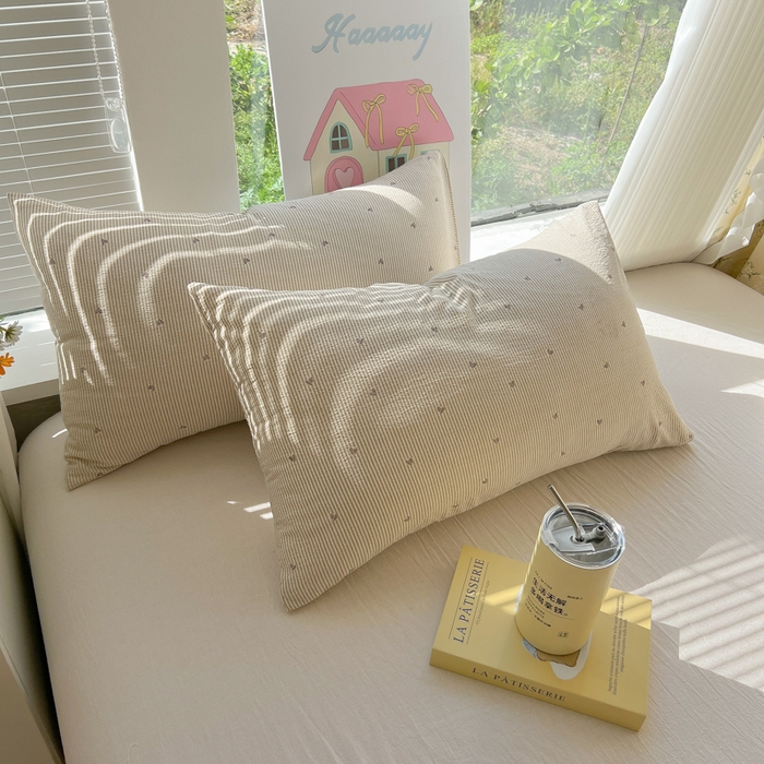 91家纺网 家纺一手货源 找家纺 韩巢家纺 2025新款云感提花双层纱枕套头套枕芯套 米倾心