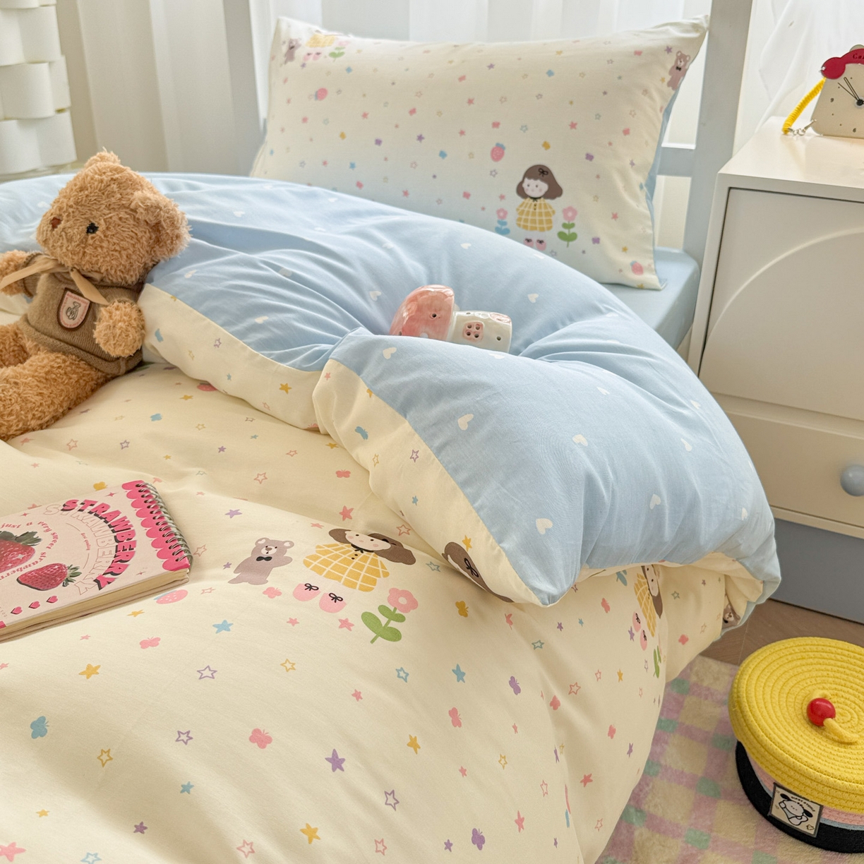 91家纺网 家纺一手货源 找家纺 慕尚家纺 2025新款13070全棉学生季全棉学生床三件套 小糖豆