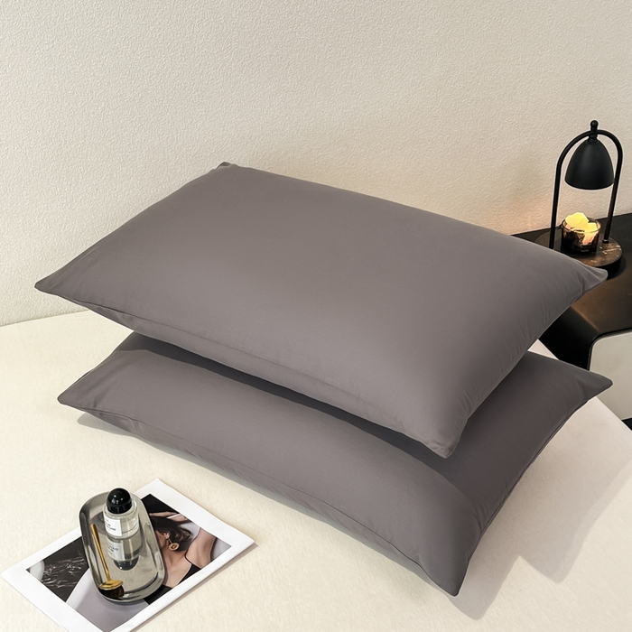 91家纺网 家纺一手货源 找家纺 暖季家纺 2025新款全棉13376单枕套系列 40-纯色高级灰