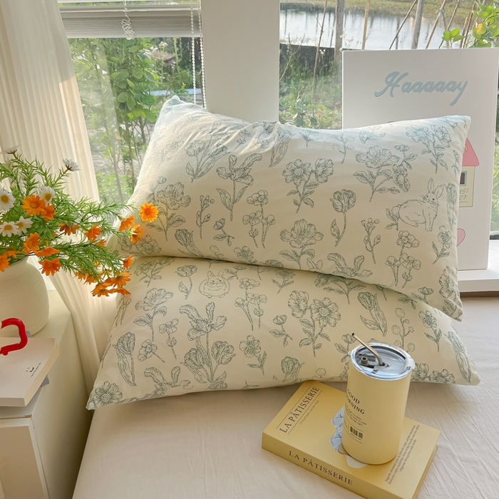 91家纺网 家纺一手货源 找家纺 韩巢家纺 2025新款云感提花双层纱枕套头套枕芯套 海像森林