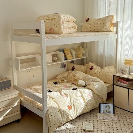 2025新款 985学姐推荐新款学生季宿舍可爱水洗棉毛巾绣四件套 波点米熊