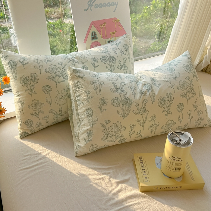 91家纺网 家纺一手货源 找家纺 韩巢家纺 2025新款云感提花双层纱枕套头套枕芯套 海像森林