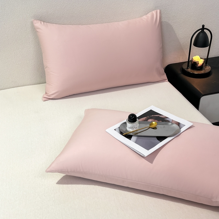 91家纺网 家纺一手货源 找家纺 暖季家纺 2025新款全棉13376单枕套系列 40-纯色玉粉