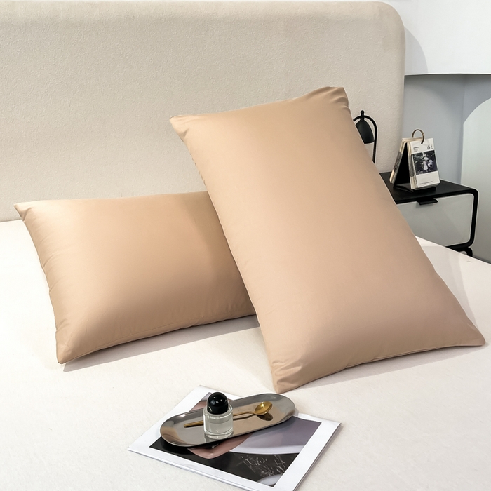 91家纺网 家纺一手货源 找家纺 暖季家纺 2025新款全棉13376单枕套系列 40-纯色奶茶