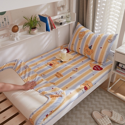 91家纺网 家纺一手货源 找家纺 （总）DoDo 兜兜 2025新款全棉纯棉小清新卡通条格学生宿舍系列单品床笠