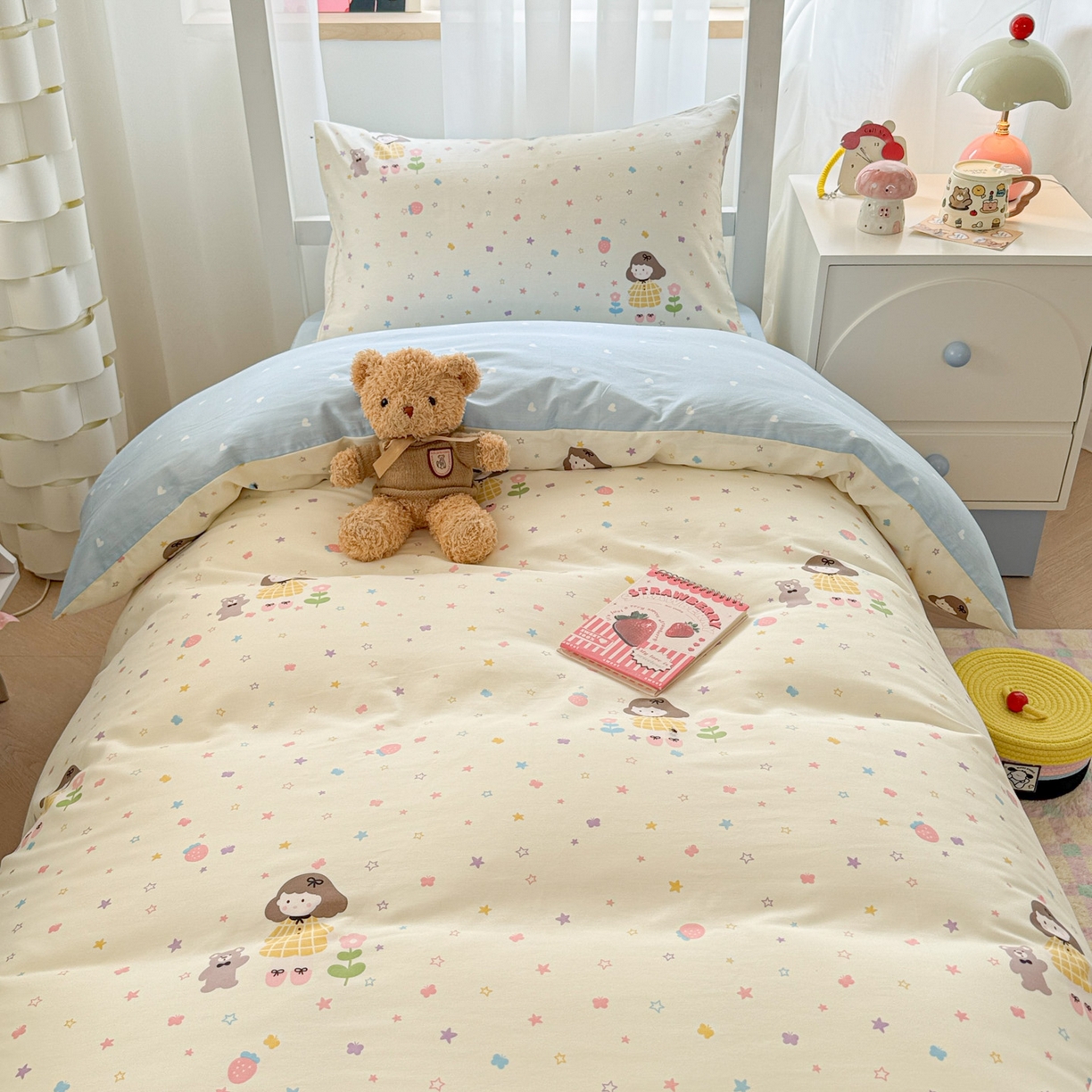 91家纺网 家纺一手货源 找家纺 慕尚家纺 2025新款13070全棉学生季全棉学生床三件套 小糖豆