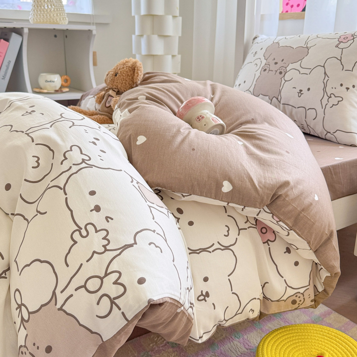 91家纺网 家纺一手货源 找家纺 慕尚家纺 2025新款13070全棉学生季全棉学生床三件套 甜茶萌兔