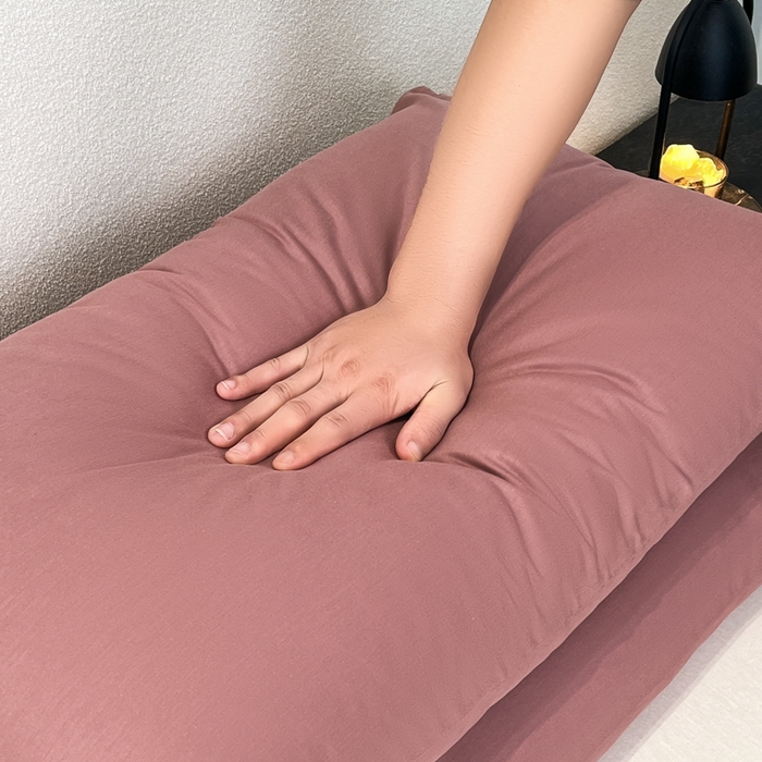 91家纺网 家纺一手货源 找家纺 暖季家纺 2025新款全棉13376单枕套系列 40-纯色豆沙