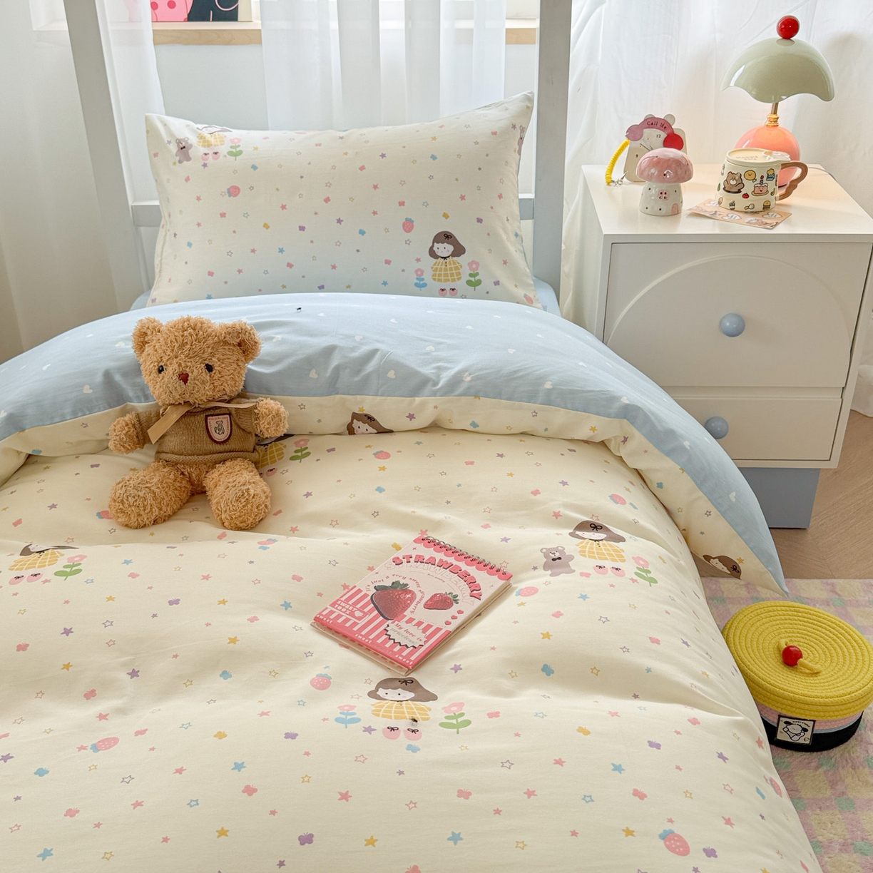 91家纺网 家纺一手货源 找家纺 慕尚家纺 2025新款13070全棉学生季全棉学生床三件套 小糖豆