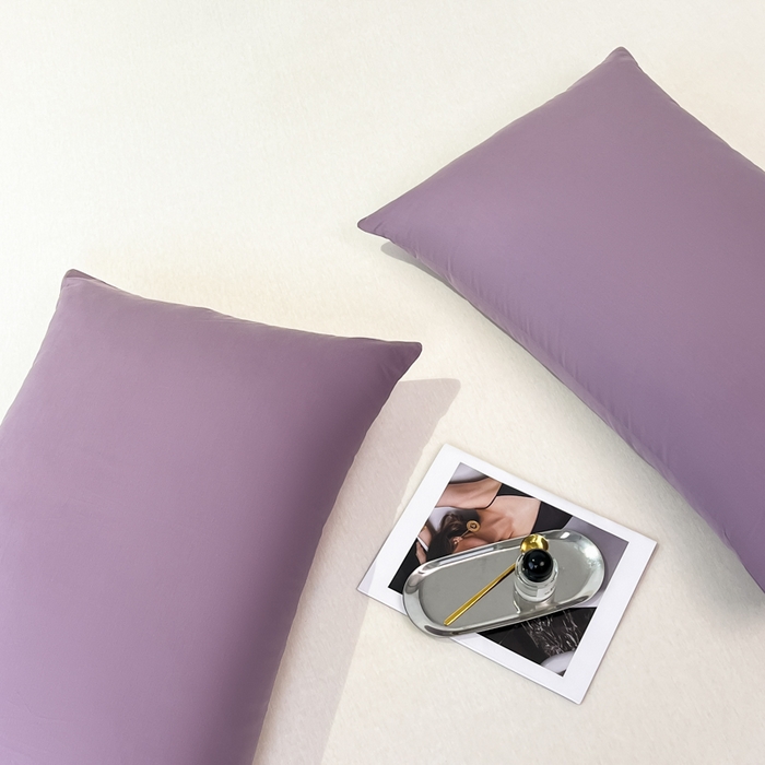 91家纺网 家纺一手货源 找家纺 暖季家纺 2025新款全棉13376单枕套系列 40-纯色罗兰紫