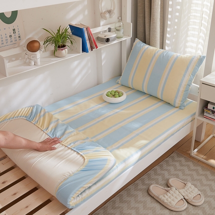 91家纺网 家纺一手货源 找家纺 （总）DoDo 兜兜 2025新款全棉纯棉小清新卡通条格学生宿舍系列单品床笠