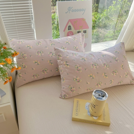 韩巢家纺 2025新款云感提花双层纱枕套头套枕芯套 奶油味的暗恋