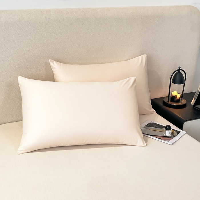 91家纺网 家纺一手货源 找家纺 暖季家纺 2025新款全棉13376单枕套系列 40-纯色奶昔白