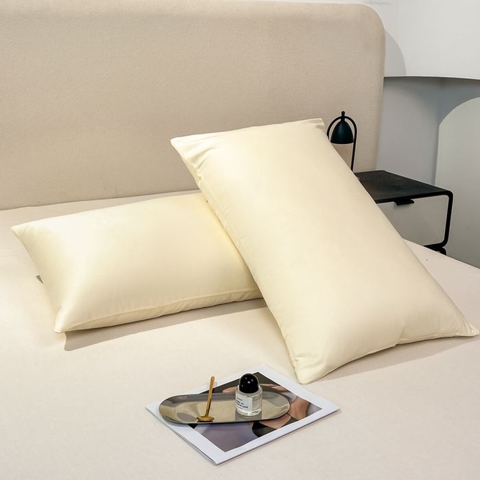 91家纺网 家纺一手货源 找家纺 暖季家纺 2025新款全棉13376单枕套系列 40-纯色米黄