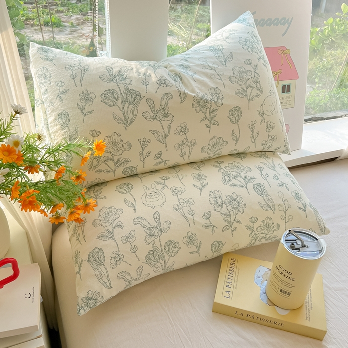 91家纺网 家纺一手货源 找家纺 韩巢家纺 2025新款云感提花双层纱枕套头套枕芯套 海像森林