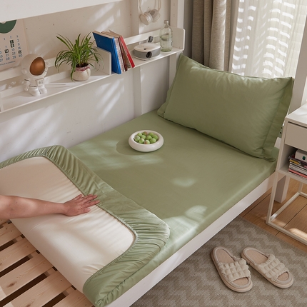 DoDo 兜兜 2025新款全棉纯棉小清新卡通条格学生宿舍系列单品床笠 青绿色