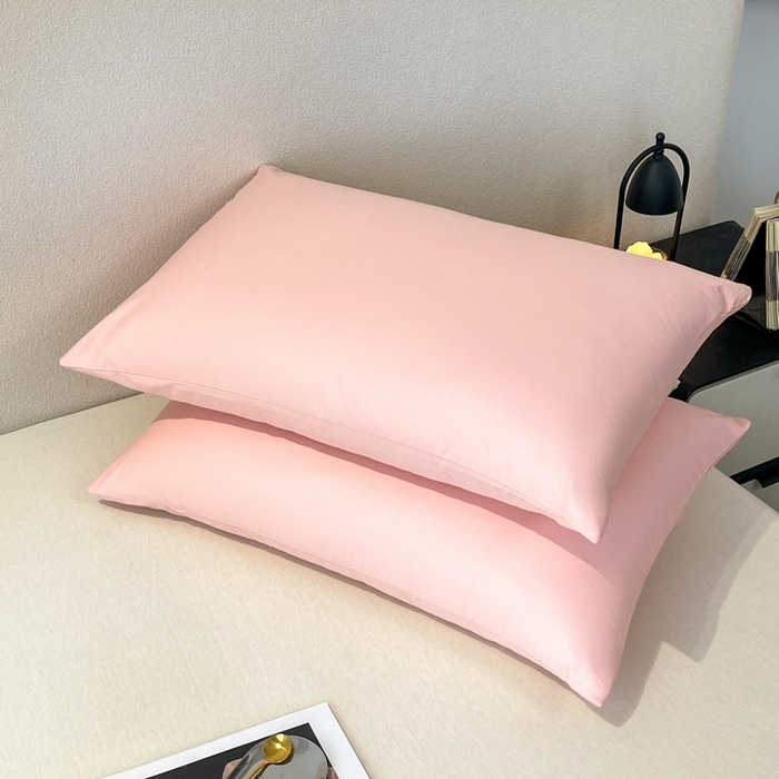 91家纺网 家纺一手货源 找家纺 暖季家纺 2025新款全棉13376单枕套系列 40-纯色香叶粉