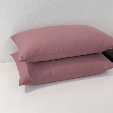 91家纺网 家纺一手货源 找家纺 暖季家纺 2025新款全棉13376单枕套系列 40-纯色豆沙