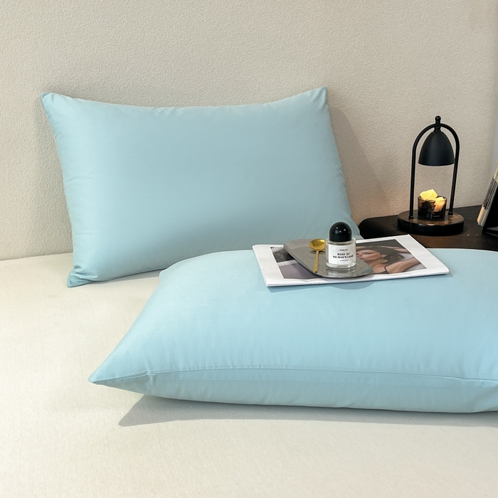 91家纺网 家纺一手货源 找家纺 暖季家纺 2025新款全棉13376单枕套系列 40-纯色天空蓝