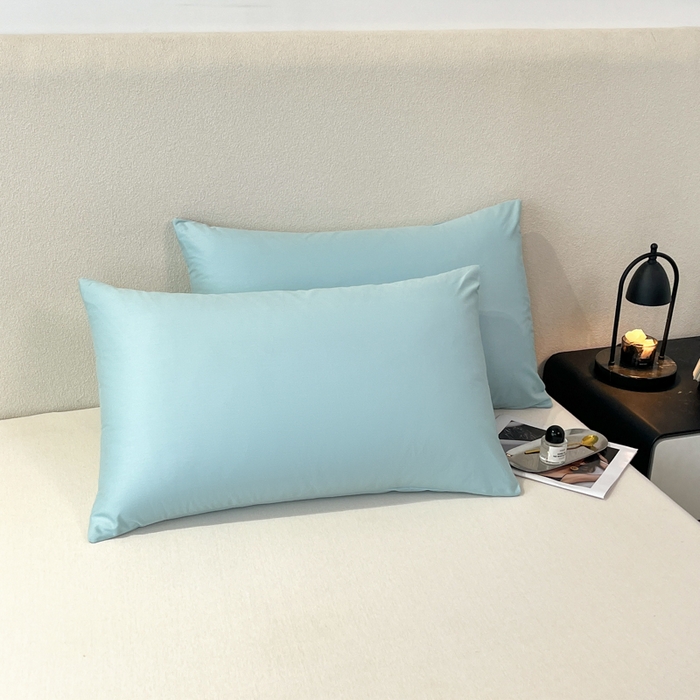 91家纺网 家纺一手货源 找家纺 暖季家纺 2025新款全棉13376单枕套系列 40-纯色天空蓝