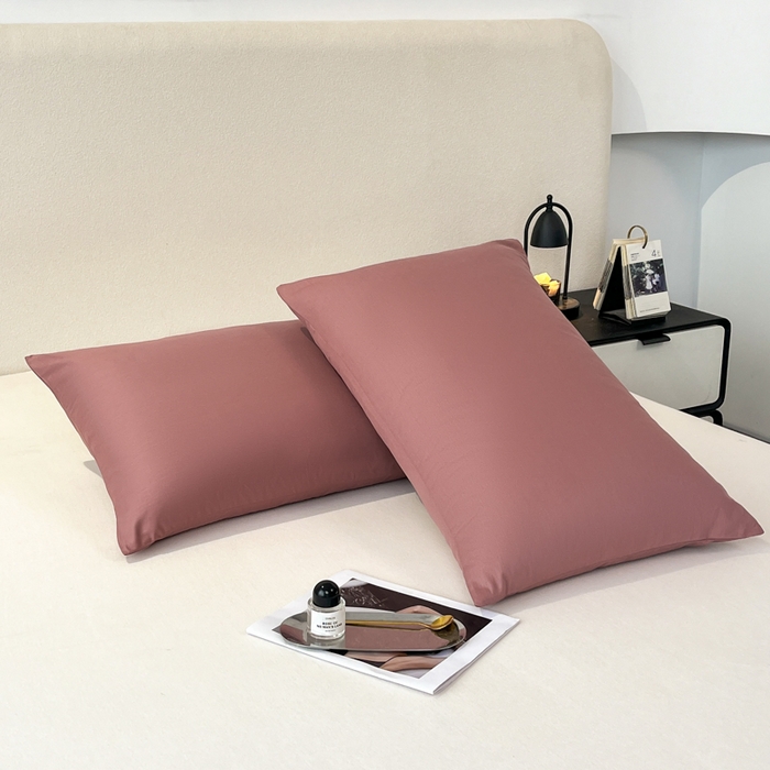 91家纺网 家纺一手货源 找家纺 暖季家纺 2025新款全棉13376单枕套系列 40-纯色豆沙