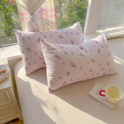 韩巢家纺 2025新款云感提花双层纱枕套头套枕芯套 葡萄七分甜