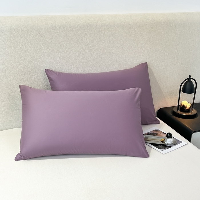 91家纺网 家纺一手货源 找家纺 暖季家纺 2025新款全棉13376单枕套系列 40-纯色罗兰紫