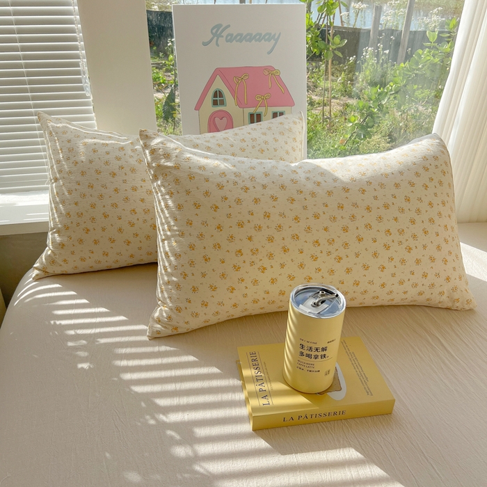 91家纺网 家纺一手货源 找家纺 韩巢家纺 2025新款云感提花双层纱枕套头套枕芯套 橘子海