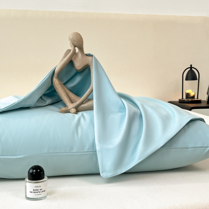 91家纺网 家纺一手货源 找家纺 暖季家纺 2025新款全棉13376单枕套系列 40-纯色天空蓝