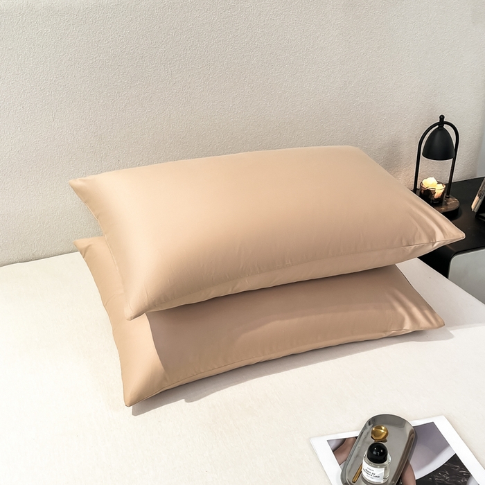 91家纺网 家纺一手货源 找家纺 暖季家纺 2025新款全棉13376单枕套系列 40-纯色奶茶