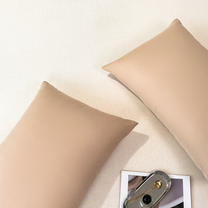 91家纺网 家纺一手货源 找家纺 暖季家纺 2025新款全棉13376单枕套系列 40-纯色奶茶