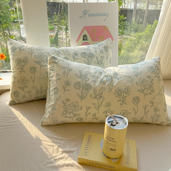 91家纺网 家纺一手货源 找家纺 （总）韩巢家纺 2025新款云感提花双层纱枕套头套枕芯套